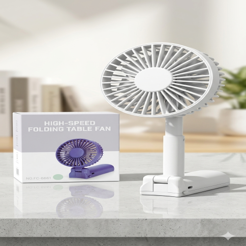 High-Speed Folding Table Fan - Portable Handheld Fan (Model: FC-6661)