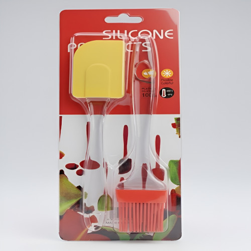 2 Piece Silicone Kitchen Utensil Set Heat Resistant Spatula and Basting Brush